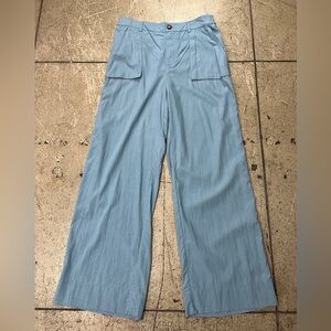 💚 3286. Slate Blue Wide Leg Utility Pant